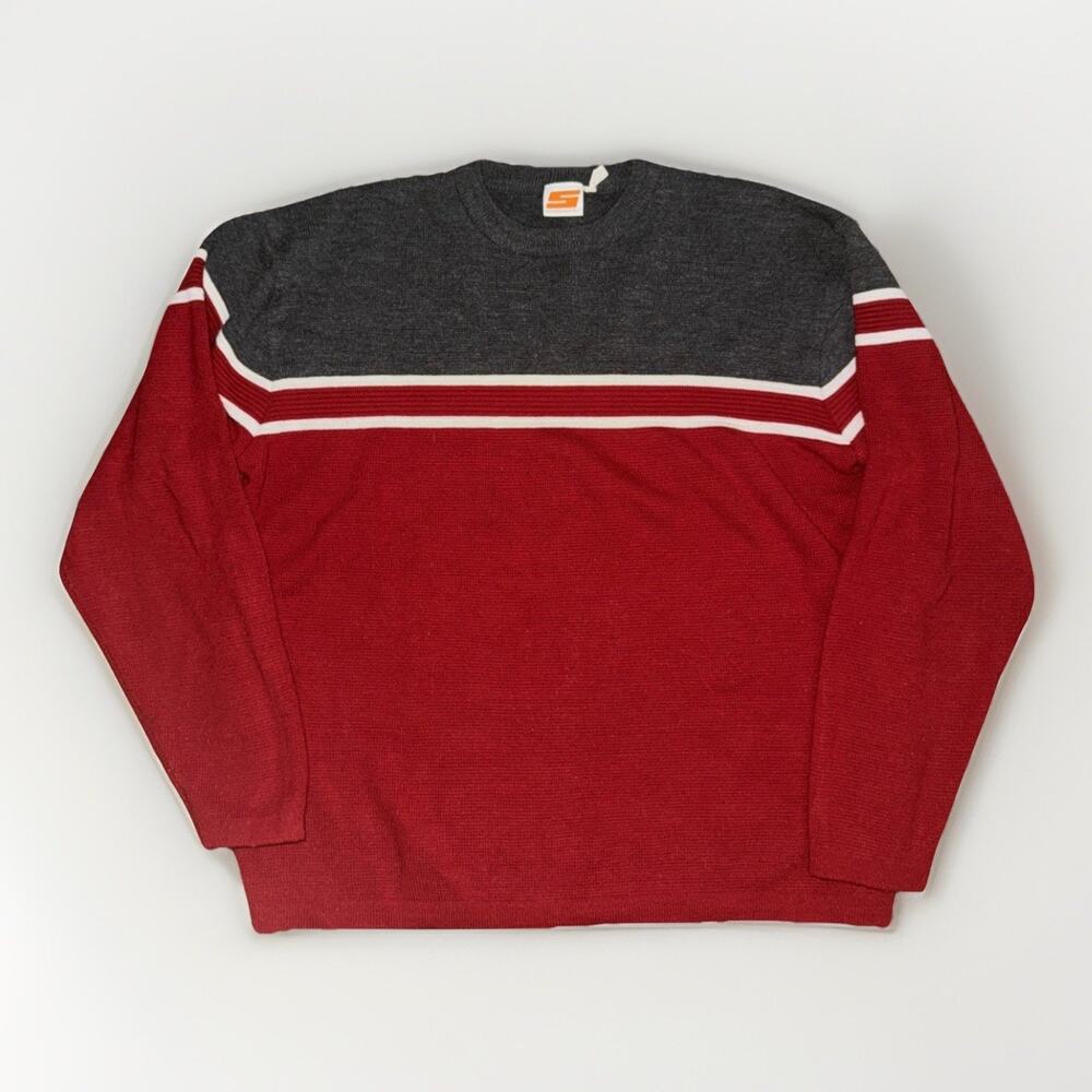 Vintage Sideout Striped Sweater Gray Red Men’s XL 22x25 Skater Y2K Grunge